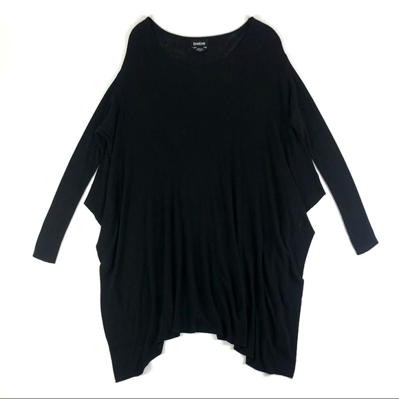 Bebe Handkerchief Black Tunic Sweater - Picture 3 of 9